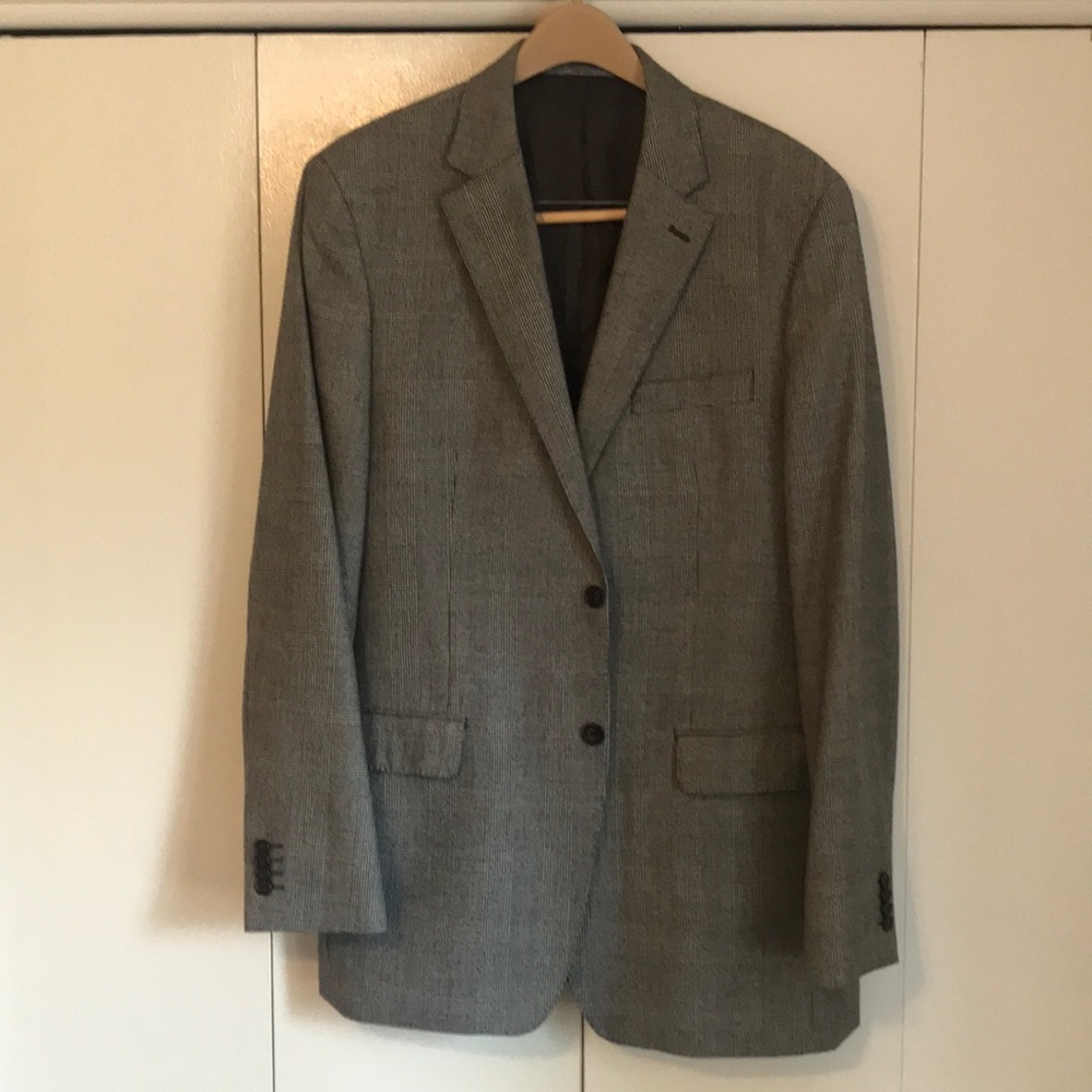 Gray And Black Prince of Wales style Suit